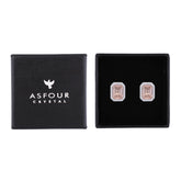 Asfour Crystal Stud Earrings With Champagne Emerald Design In 925 Sterling Silver-ED0134-ME